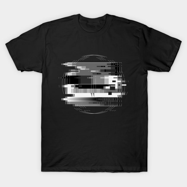 Black and White Glitch TV test T-Shirt by zeljkica